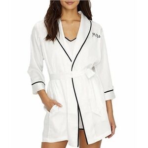 NWT - Kate Spade New York White Mrs. Embroidered Initials Bathrobe Sz L/XL